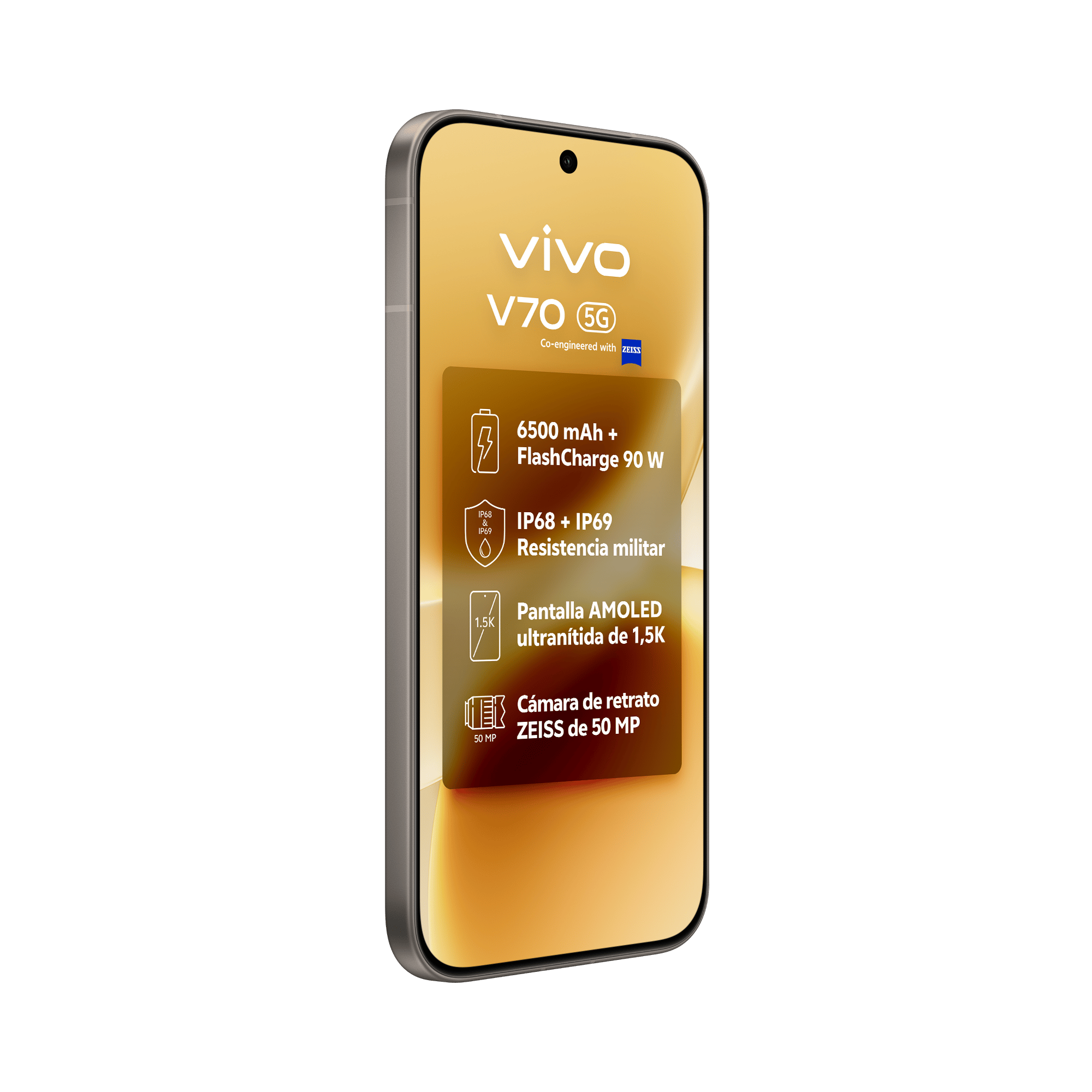  Demostración del sensor de huellas ultrasónico 3D integrado bajo la pantalla del vivo V70.
