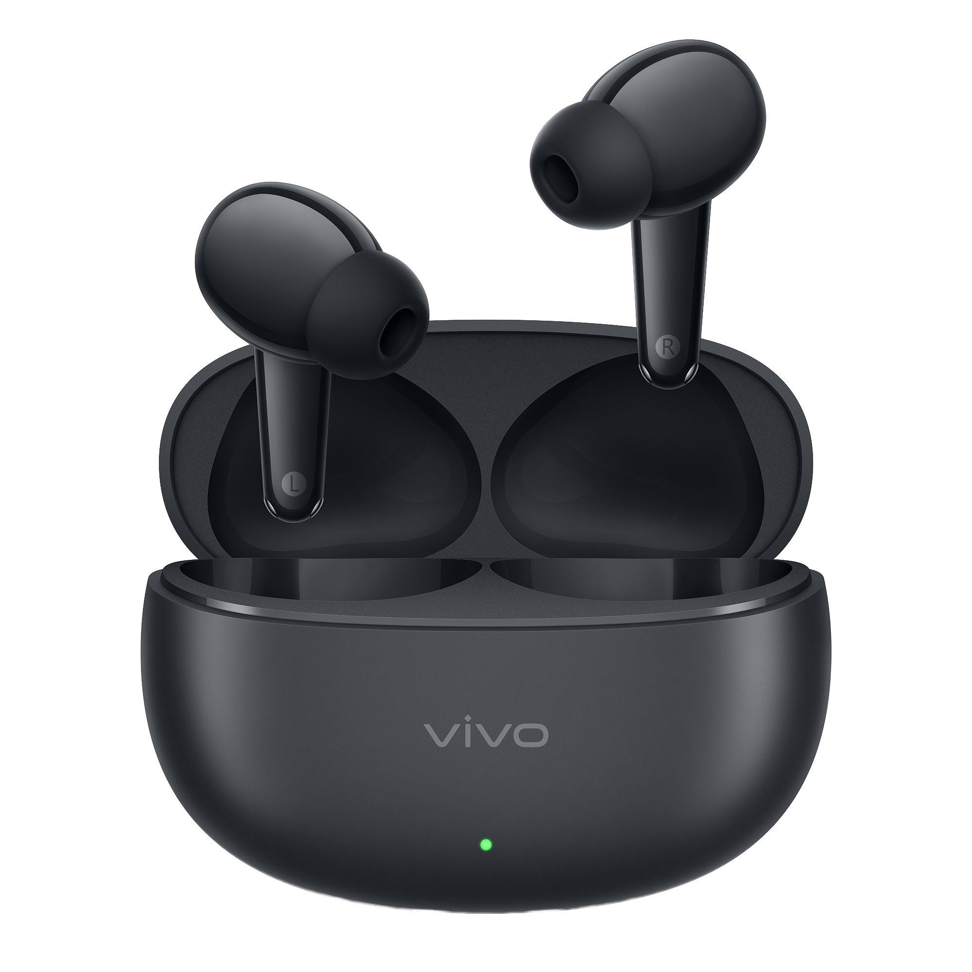 Auriculares inalámbricos vivo Buds Pro en color Basalt Black con estuche de carga y cancelación inteligente de ruido.