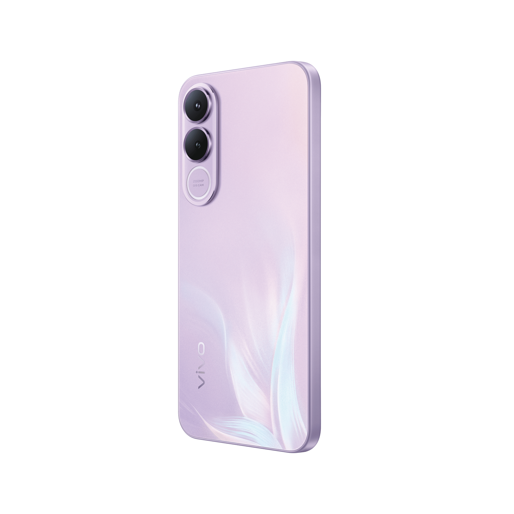 Primer plano del módulo de cámara con aro dinámico del smartphone vivo V70FE Muse Purple.