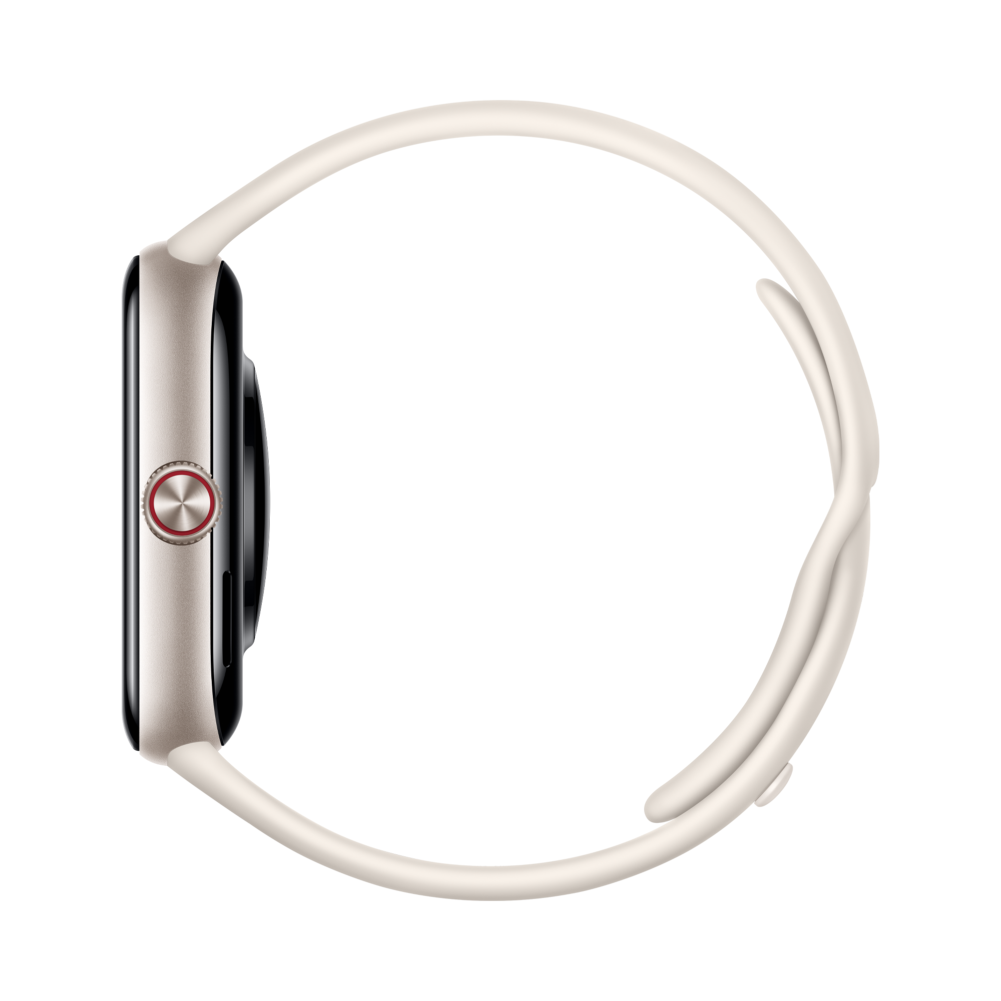 Vista de perfil del cuerpo compacto del smartwatch vivo Watch GT2 blanco cuya batería inteligente ofrece hasta 25 días de autonomía real.