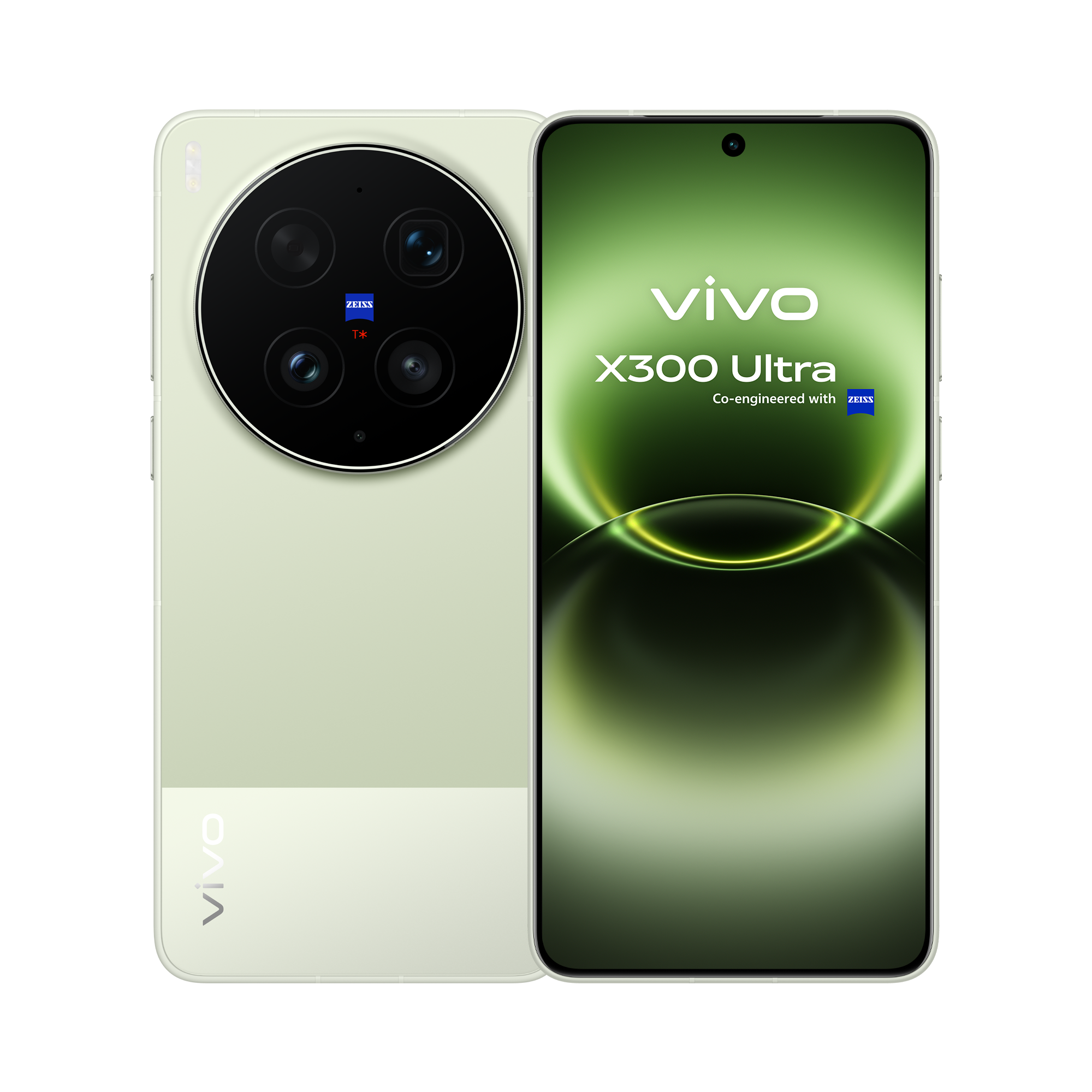 Vista frontal de la pantalla profesional 2K con calibración de color ZEISS Master del smartphone vivo X300 Ultra encendido.