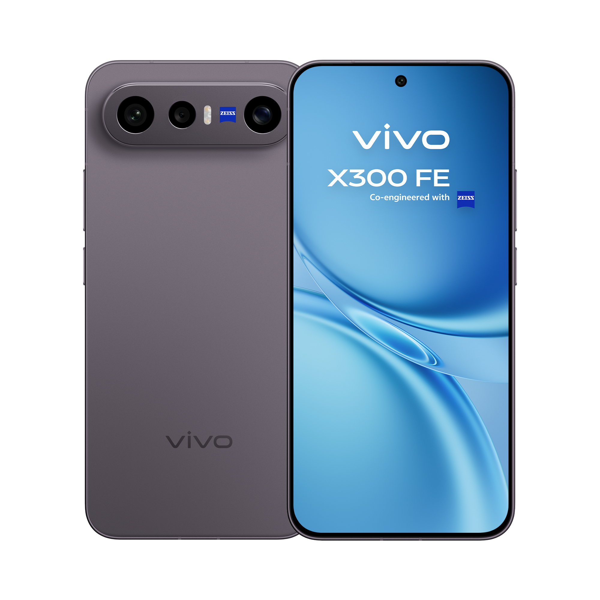 Diseño posterior del vivo X300FE Luxe Black que integra el potente sistema de cámaras profesionales y el sensor Sony.